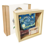 Alcancía De Madera Van Gogh + Empaque Personalizado