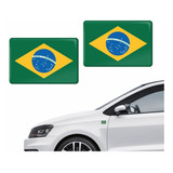 Par Adesivo Decorativo Resinado Carro Bandeira Brasil