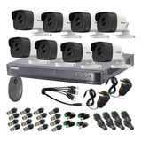 Kit Seguridad Hikvision Dvr 8ch + 8 Camara Turbo Hd Exterior