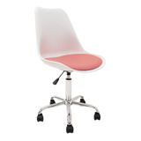 Silla Oficina Escritorio Pc Tulip Newmo Color Blanco Asiento Rosa