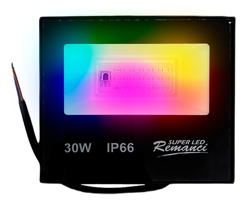 Refletor Holofote Led Rgb Multicolorido C/ Controle 30w Ip66