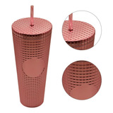 Termo Tumbler Vaso Studded Plastico Popote 700 Ml Colores Color Rosa Brillante Plano