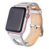 Pulseira De Couro Compatível Apple Watch 45mm Series 7 Heart