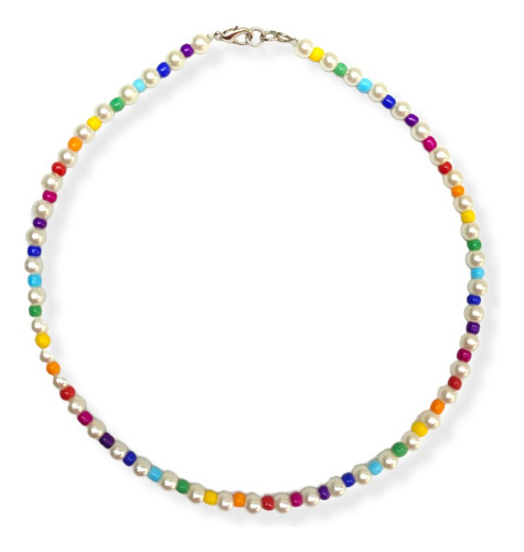 Collar Perlas 6mm Mostacillas De Colores