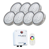 7 Luces Para Pileta Led Rgb 20w +fuente+control Remoto