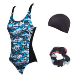 Malla Natacion Mujer Cloro Resistente Con Gorra Repele Agua