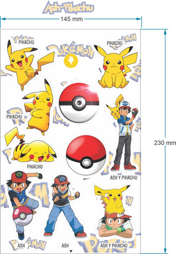 Calcos Stickers Vinilo Pokemón Pack X 3 Planchas