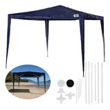 Tenda Gazebo Barraca Praia 3x3 M De Encaixe Em Ráfia Azul