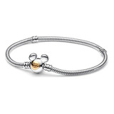 Hermosa Pulsera Semirrígida Plata Mickey 925 Para Charm