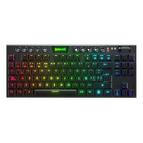 Teclado Gamer Bluetooth Redragon Horus K621 Tkl Qwerty Español Latinoamérica Color Negro Con Luz Rgb