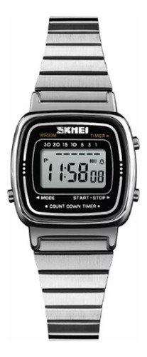 Reloj Skmei 1252 Pulsera Dama Regulable De Acero Plateado