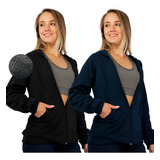 Kit 2 Blusa Moletom Ziper Feminino Peluciado