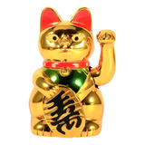 Gato De Feng Shui, Grande, Dorado, Ondeando, Con Las Manos L