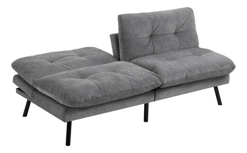 Sofá Sofá Cama Reclinable Mobeler Moderna Barm De 3 Cuerpos Color Gris De Terciopelo Y Patas Color Chocolate De Metal