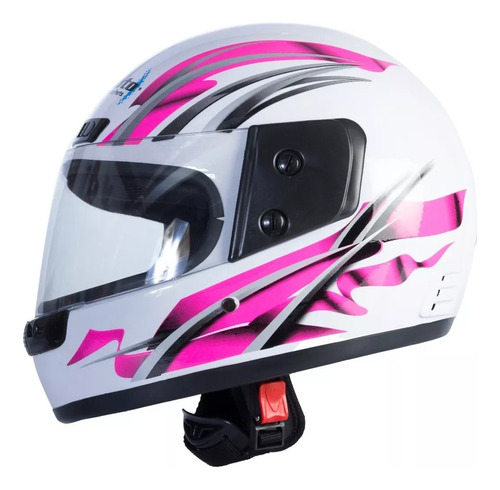 Casco Motociclista Integral Cerrado Para Mujer Rosa Y Negro