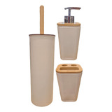 Kit De Baño Set X3 Piezas Dispenser Escobilla Porta Cepillo