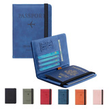 Porta Pasaporte Documentos Funda Protectora Viaje Con Rfid Color Azul
