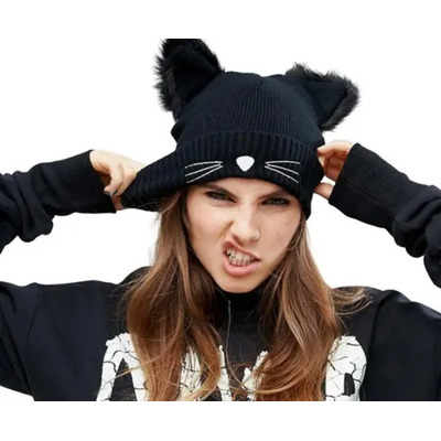 Gorrito De Gatito Con Orejas Kawaii Lolita Color Negro Talla U | MercadoLibre