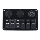 Panel Marino Con 6 Rockers Switch Voltímetro Y Usb Led