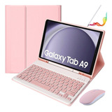 Funda Con Teclado+mouse+lápiz Para Galaxy Tab A9 8.7'' Rosa
