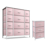 Kids Dresser With 12 Drawers And 3 Drawer Nightstand Bundle 