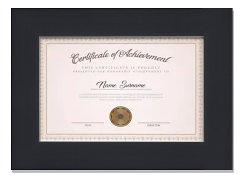 Moldura P/ Diploma Certificado 32x22 Preta Com Vidro