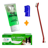 Kit Escova + Pasta Dente + Dedeira Para Cachorro Gato 60g