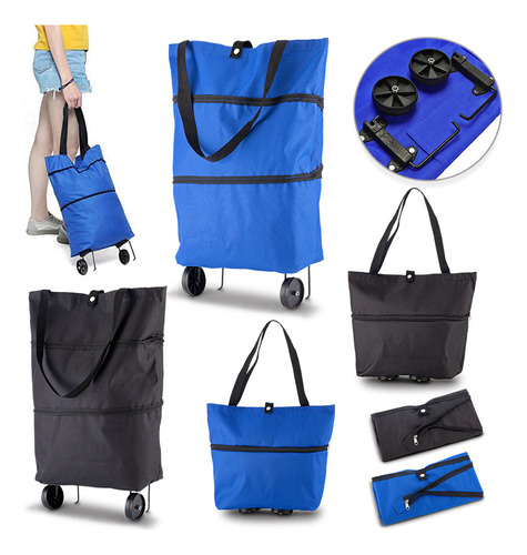 Carrito Shopping Bag Zipper Plegable Rueda Compras Mercado  