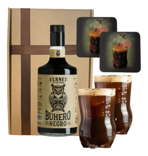 Ferchetto Combo X2 Vasos 800ml + Fernet Buhero Caja Regalo 