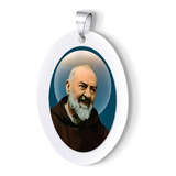 Pingente Medalha São Padre Pio  Pietrelcina  Argola Aço Inox