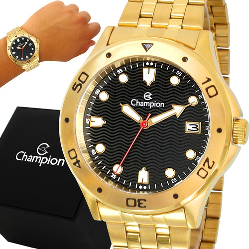 Relógio Champion Masculino Dourado Original Garantia 1 Ano
