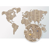 Mapa-múndi De Madeira Mdf - Mapa De Viagens - Com Pins