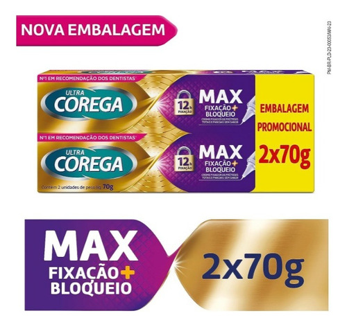 Kit 2un Ultra Corega Creme S/sabor 68g Fixador De Dentadura