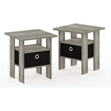 Mesa Auxiliar Andrey Set 2 Con Cajón Bin, Roble Francés Gris