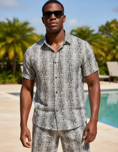 Conjunto Short Camisa Hombre Animal Print