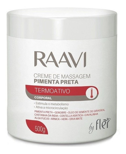 Creme De Massagem Pimenta Negra Raavi 500g Termo Ativo