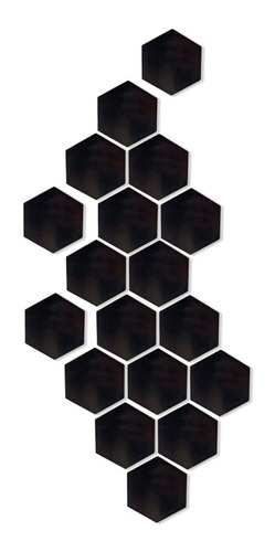 Quadro Placa Decorativo Parede 3d Hexagono Geometrico Preto