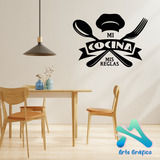 Vinilo Decorativo Pared Frases Cocina Mis Reglas 80x60cm