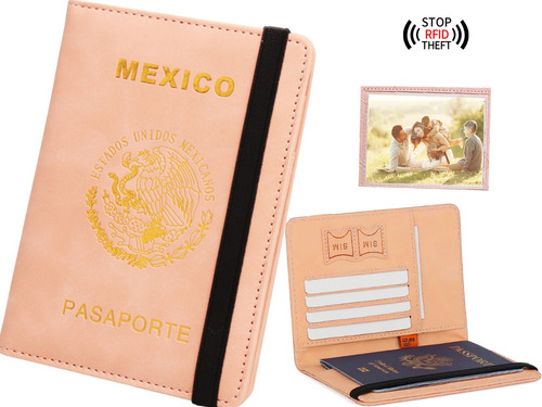 Funda Pasaporte Porta Documentos Protector Rfid Cuero Viaje