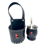 Mate Acero Y Porta Mate Cuero Para Auto Newell's Old Boys