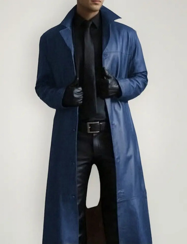 Abrigo Largo En Elegante Gabardina De Cuero