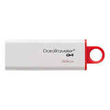 Memoria Usb Kingston Datatraveler G4 Dtig4 32gb 3.0 Blanco Y Rojo