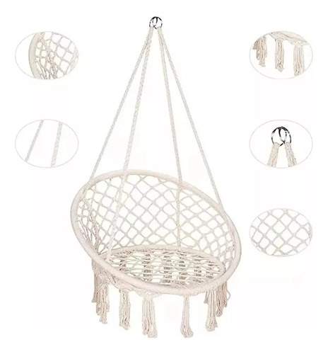 Silla Hamaca Columpio Colgante Estilo Macramé Aro De Acero