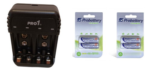 Combo Cargador Pro1  Usb + 4 Aa 2700 Recargables  Probattery