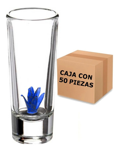 Set De 50 Caballitos Tequileros 2oz - Con Agave De Vidrio