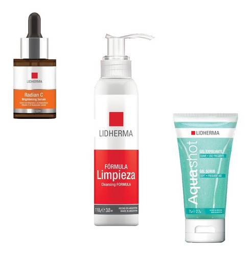 Radian C Serum + Emulsion Limpieza + Gel Exfoliante Lidherma