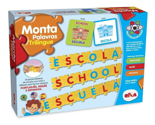 Brinquedo Pedagógico Monta Palavras Trilíngue Elka