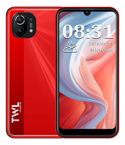 Twl F1x Teléfonos Dual Sim Auriculares De Regalo 2gb Ram+16gb 6.53 Pulgadas Hd Con Desbloqueo Facial Android 10 Rojo Smartphone 3500mah