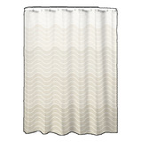 Cortina De Baño Vonne De Tela Impermeable 180x180cm Ondas Color Blanco Liso