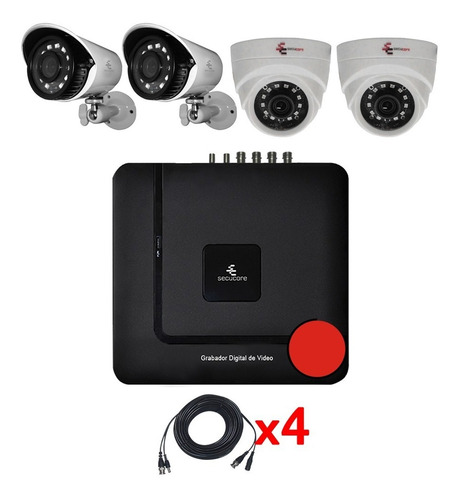 Kit Cctv Circuito Cerrado Vigilancia 4 Camaras Ahd 1080p 2mp